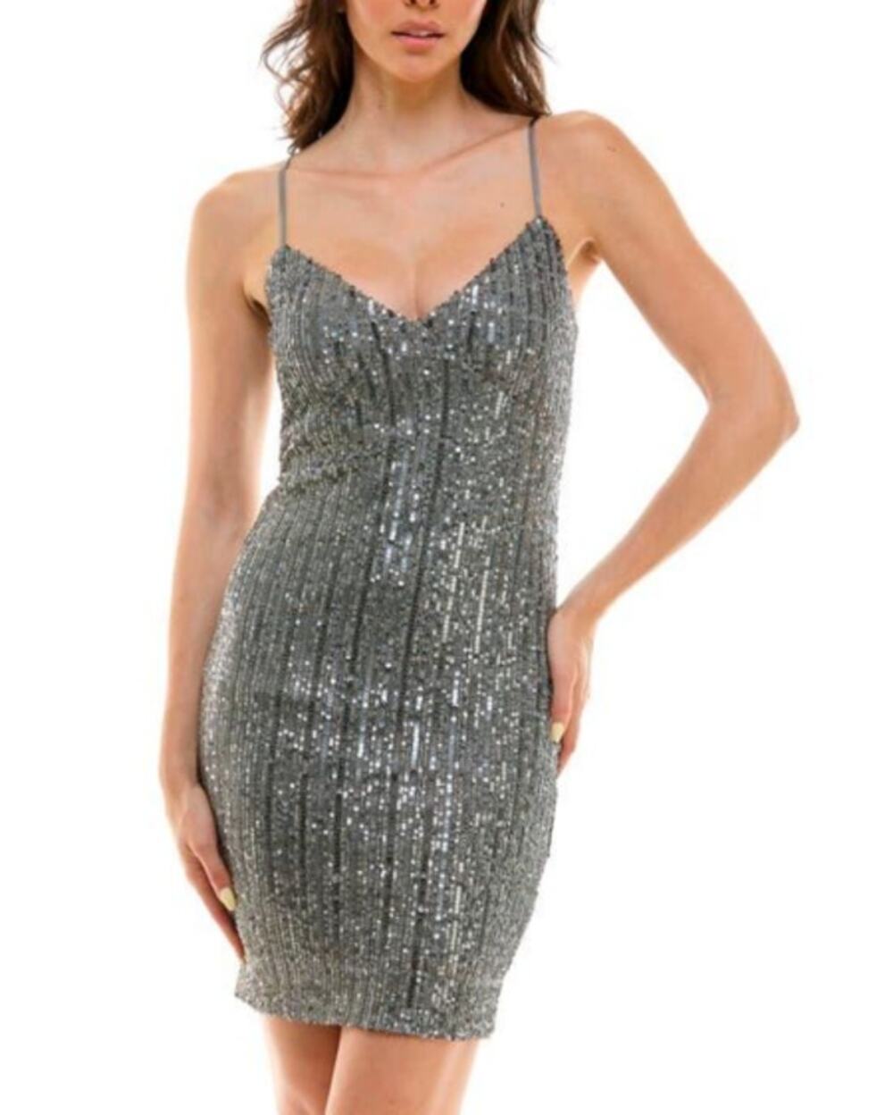 Urban Social Silver Sequin Sleeveless Mini Dress Medium NWT